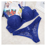 Sexy Women Black Noir White Lace Drill Bra Set