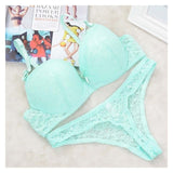 Sexy Women Black Noir White Lace Drill Bra Set