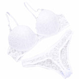 Sexy Women Black Noir White Lace Drill Bra Set
