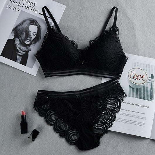 Women Sexy No Steel Ring Wire Free Bra Set