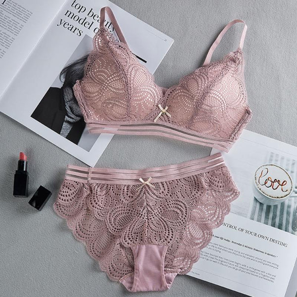 Women Sexy No Steel Ring Wire Free Bra Set